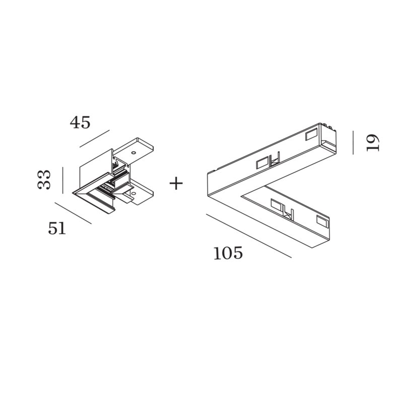 Wever & Ducré L-Connector Non-Electrical Strex System | Recessed