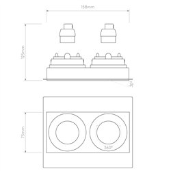 Astro Trimless Square Twin Adjustable | Recessed spot