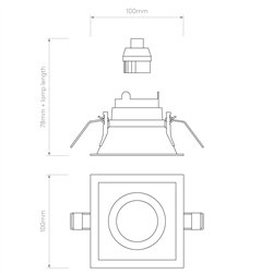 Astro Minima Slimline Square Fixed Fire-Rated IP65 | Recessed spot