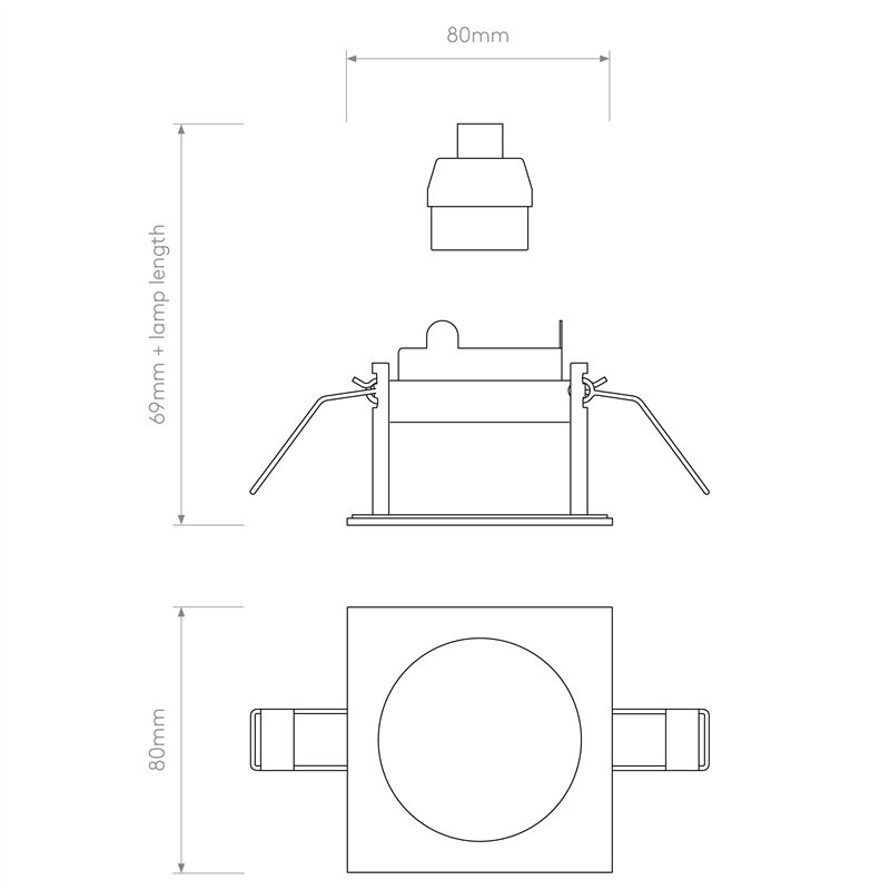 Astro Pinhole Slimline Square Fixed Fire-Rated IP65 | Inbouwspot