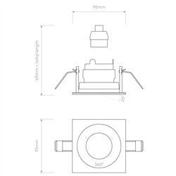 Astro Pinhole Slimline Square Adjustable Fire-Rated | Recessed spot