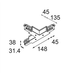 Modular Track 230V Connection T Electrical/Mechanical Left