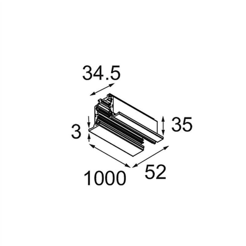 Modular Track 230V Profile Recessed 1000