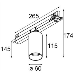 Modular Nyto Track 230V Adjustable 60 1x LED DI | Track lighting fixture