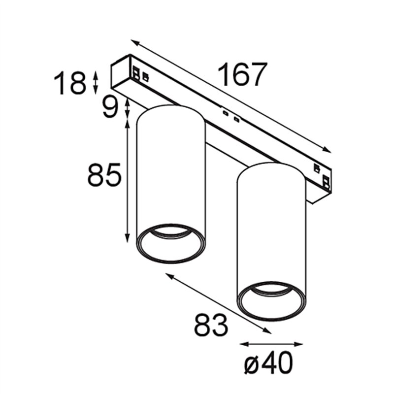 Modular Nyto Track 48V Adjustable 40 2x LED | Trackverlichting
