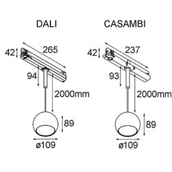 Modular Marbul Track 230V Suspended 109 1x LED DI | Track lighting fixture fixture