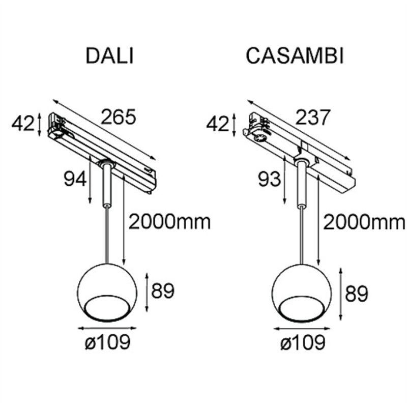 Modular Marbul Track 230V Suspended 109 1x LED DI | Trackverlichting
