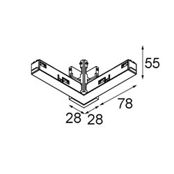 Modular Track 48V High Connection 90° Electrical/Mechanical Outside