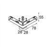 Modular Track 48V High Connection 90° Electrical/Mechanical Outside