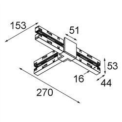 Modular Track 48V High Connection T Up/Down Electrical/Mechanical Left
