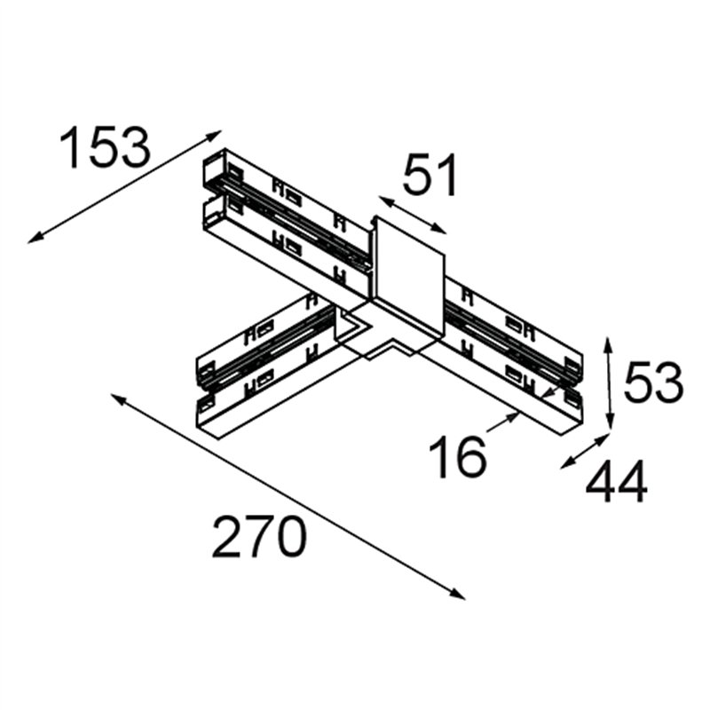 Modular Track 48V High Connection T Up/Down Electrical/Mechanical Right