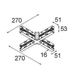 Modular Track 48V High Connection X Up/Down Electrical/Mechanical