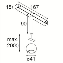 Modular Marbulito Track 48V Suspended 41 1x LED | Track lighting fixture