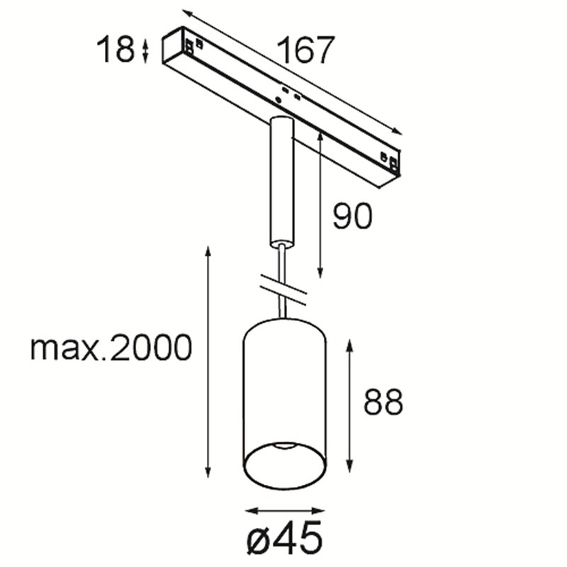 Modular Minude Track 48V Suspended 45 1x LED | Trackverlichting