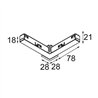Modular Track 48V Connection 90° Electrical/Mechanical (For Surface Mounting) Inside
