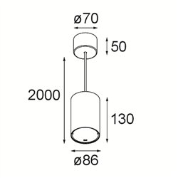 Modular Smart Tube Suspended 82 L 1x DI 500mA | Suspension lamp
