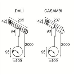 Modular Marbul Track 230V Suspended Adjustable 109 1x LED DI | Track lighting fixture fixture