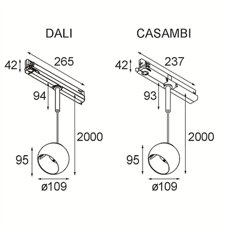 Modular Marbul Track 230V Suspended Adjustable 109 1x LED DI | Trackverlichting