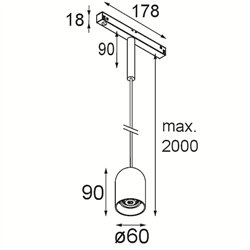 Modular Placebo Track 48V Suspended Down 60 1x LED | Track lighting fixture fixture