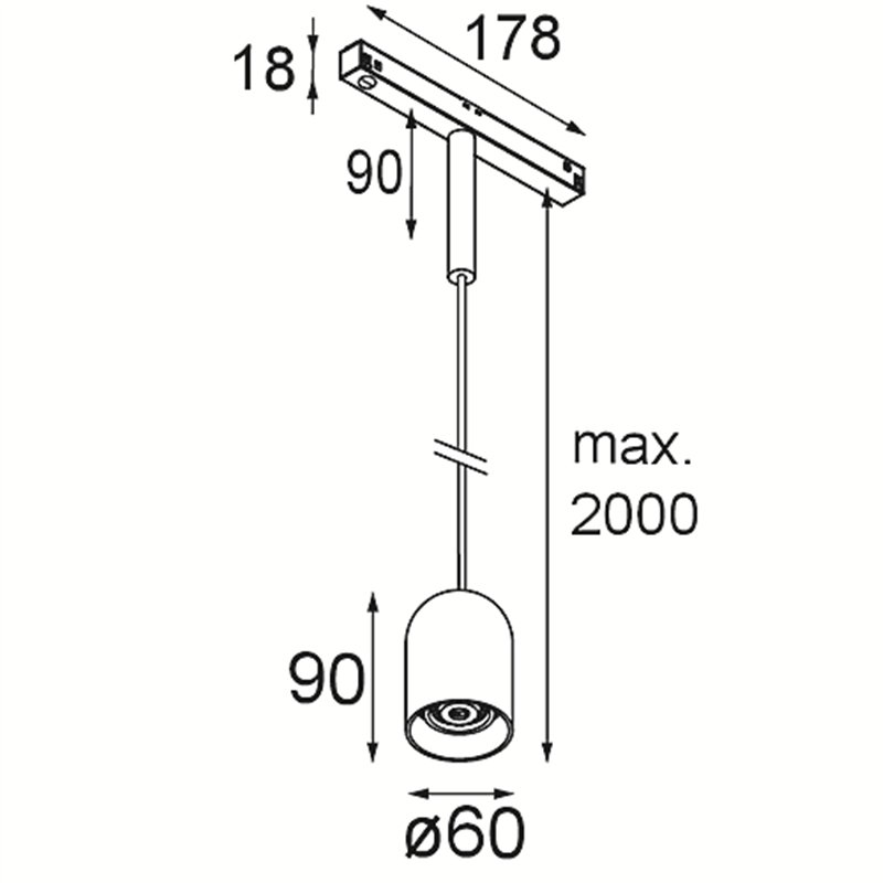 Modular Placebo Track 48V Suspended Down 60 1x LED | Trackverlichting