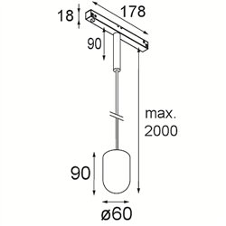 Modular Placebo Track 48V Suspended Up 60 1x LED | Track lighting fixture fixture
