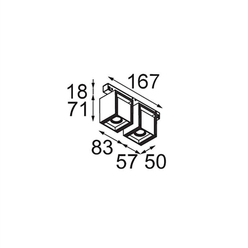 Modular Rektor Track 48V Adjustable 57x50 2x LED | Trackverlichting