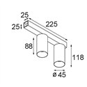 Modular Minude Surface Adjustable 45 Square 2x LED DE | Plafondlamp / Wandlamp