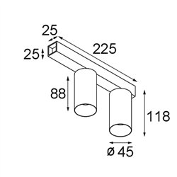 Modular Minude Surface Adjustable 45 Square 2x LED DE | Plafondlamp / Wandlamp