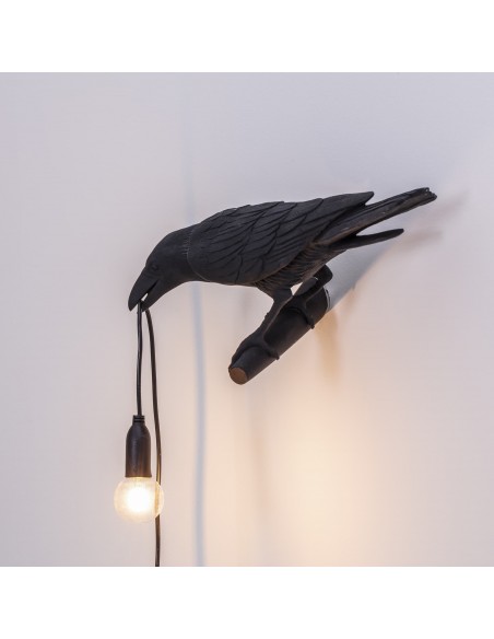 SELETTI Vogel lamp Links Outdoor Zwart