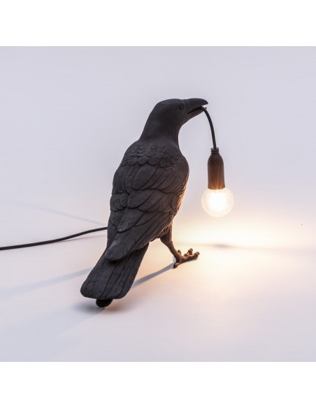 SELETTI Bird lamp Waiting Indoor Black