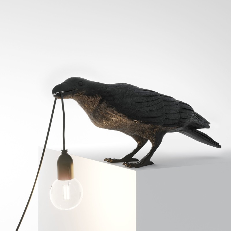 SELETTI Vogel lamp Spelend Indoor Zwart