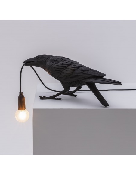 SELETTI Bird lamp Playing Outdoor Black