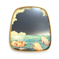 SELETTI Toiletpaper mirror with golden frame - sea girl