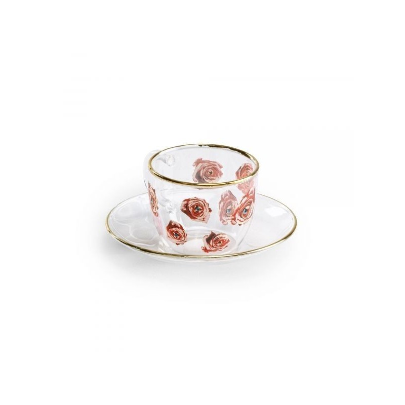 SELETTI Toiletpaper glazen koffieset - rozen