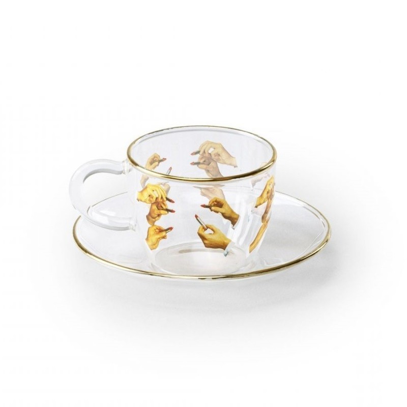 SELETTI Toiletpaper glazen koffieset - lippenstift