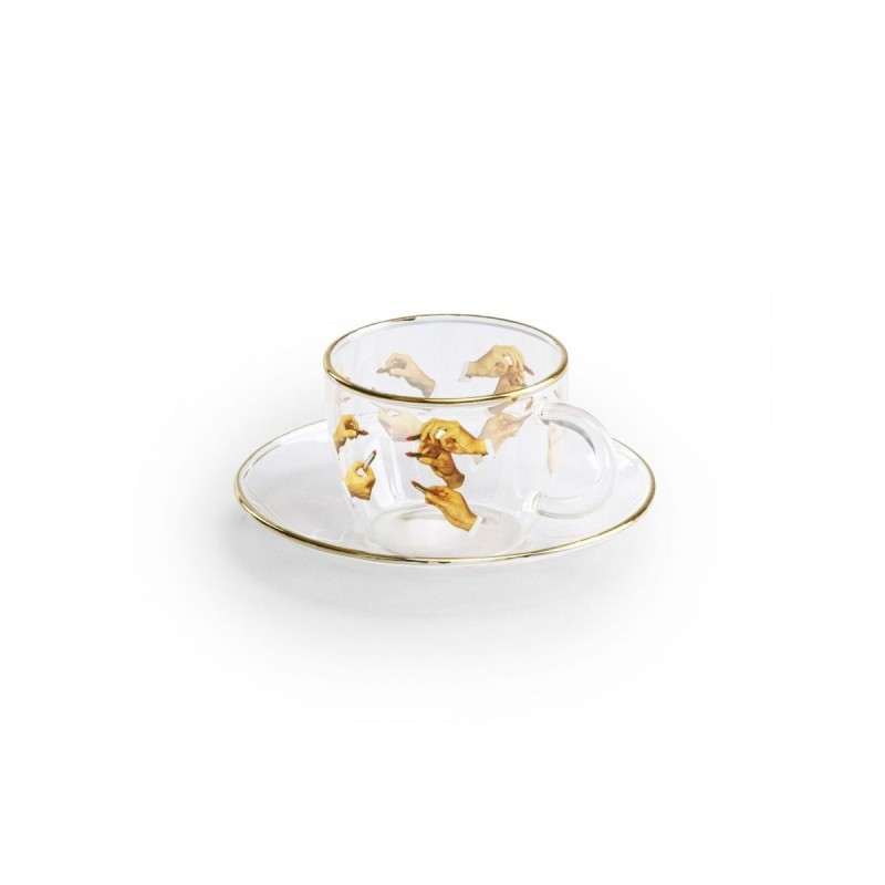 SELETTI Toiletpaper glazen koffieset - lippenstift