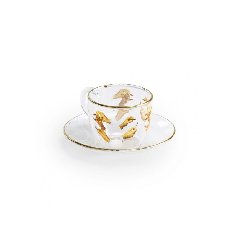 SELETTI Toiletpaper glazen koffieset - lippenstift