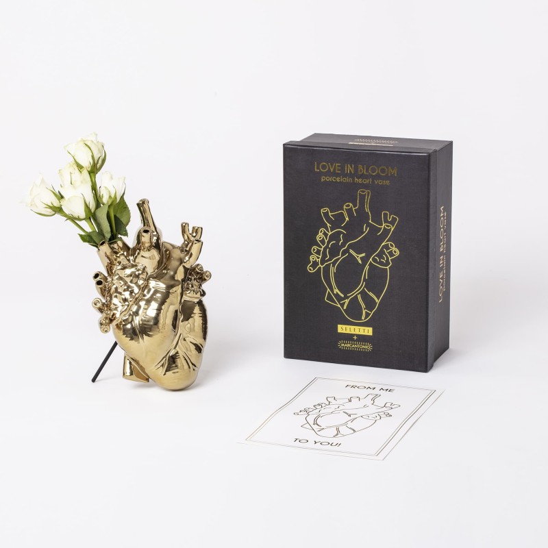 SELETTI Porseleinen vaas "Love In Bloom" - Goud