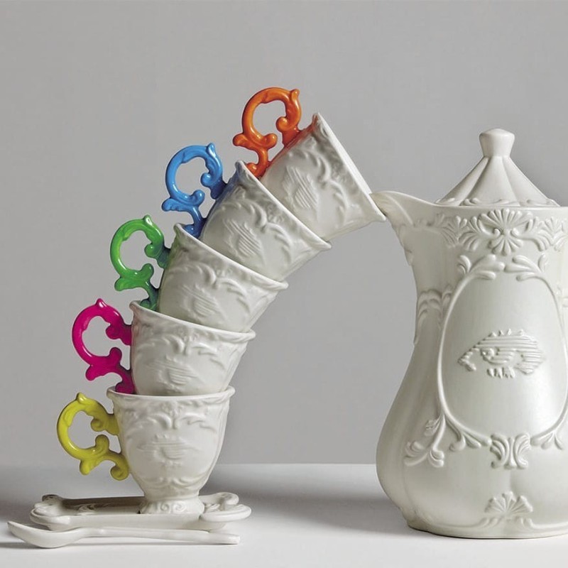 SELETTI I-wares porseleinen koffieset met col. Handvat