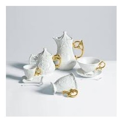 SELETTI i-wares teapot in porcelain with col. handles gold