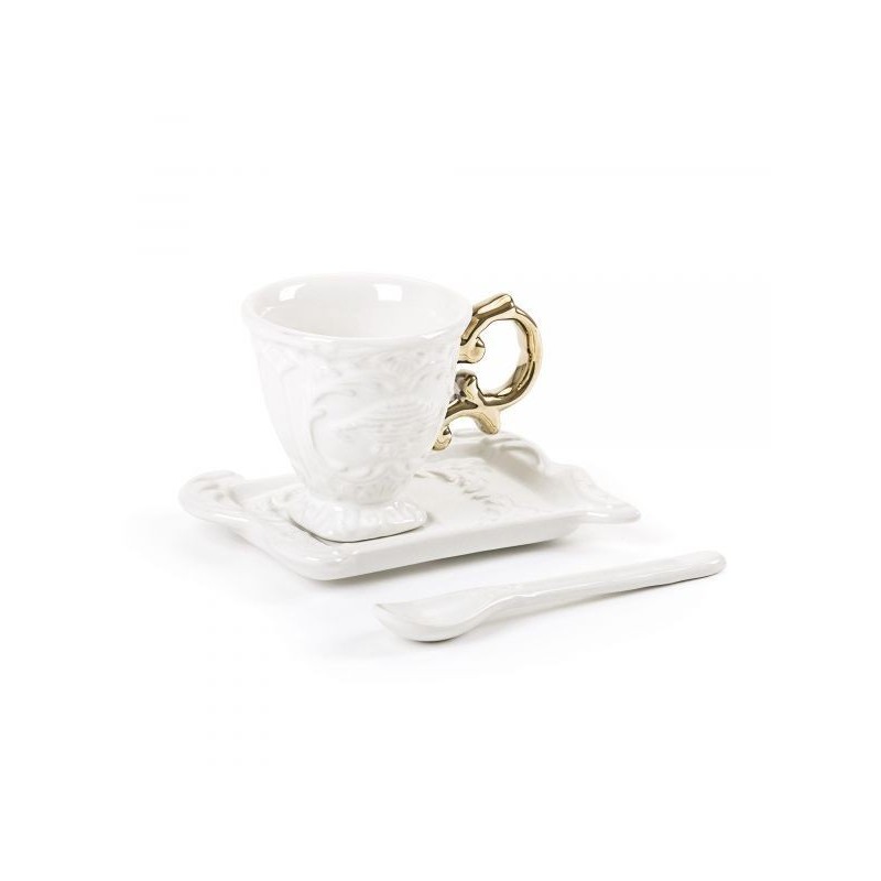SELETTI I-wares porseleinen koffieset met col. Handvat goud