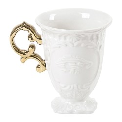 SELETTI i-wares coffee set in porcelain with coloured handle gold