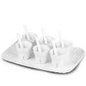 SELETTI koffieset 6 kopjes + 6 roerstaafjes + 1 dienblad in porselein