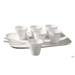 SELETTI coffee set 6 cups + 6 stirrers + 1 tray in porcelain