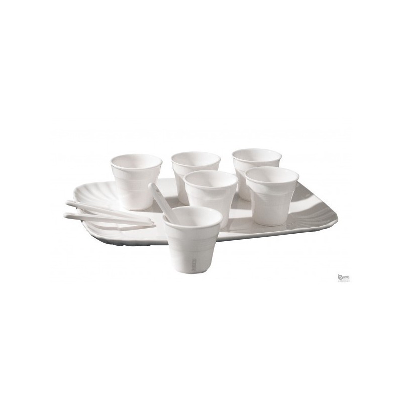 SELETTI koffieset 6 kopjes + 6 roerstaafjes + 1 dienblad in porselein