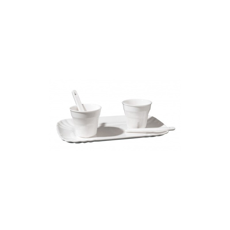 SELETTI koffieset 2 kopjes + 2 roerstaafjes + 1 dienblad