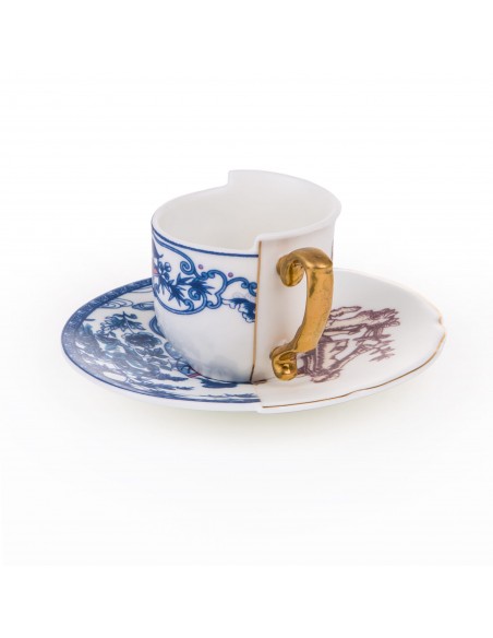 SELETTI Hybrid Porcelain coffee cup + plate  - Eufemia
