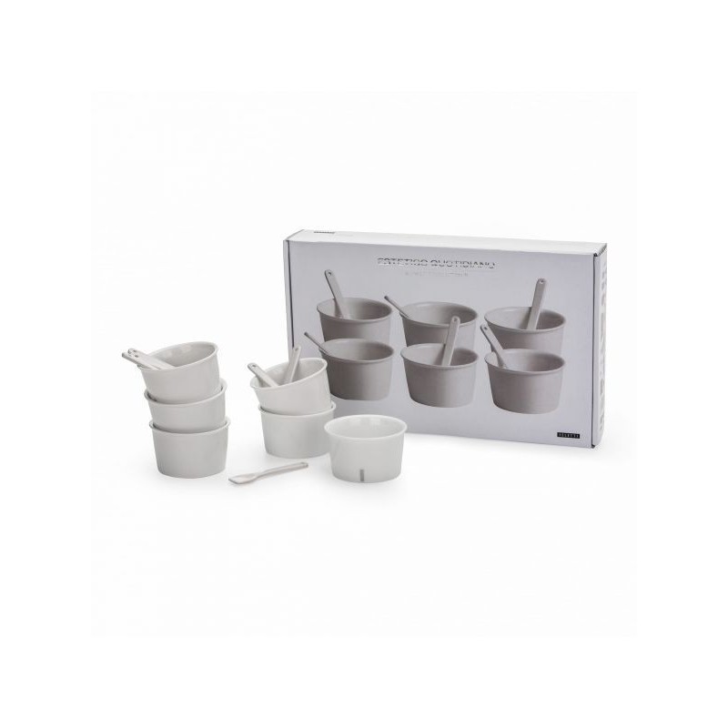 SELETTI Estetico Quotidiano ijskom en lepel - set van 6 in porselein