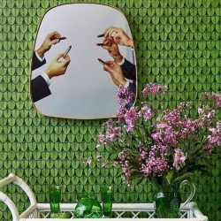 Buy SELETTI Toiletpaper mirror with golden frame - Lipstick online?