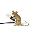 SELETTI Muis Lamp Goud Zittend/Mac Zwart Cable